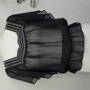 Mudd short sleeve semi sheer flower blouse